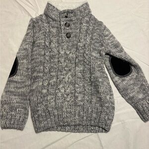 Little Lad size 3T Cozy Gray Knit Kids Sweater- top button broken off slightly